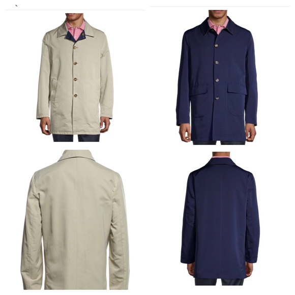 Isaia Napoli Reversible Single-Breasted Raincoat, Men’s Size 46 US/56 IT - Picture 3 of 14